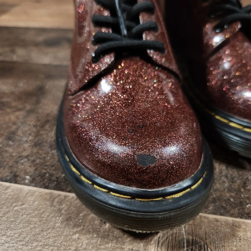 Junior Dr Martens 1460 Glitter J Girls US 12 Lace Up Zip Boots